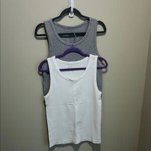 French Laundry Gray and White Tank Tops